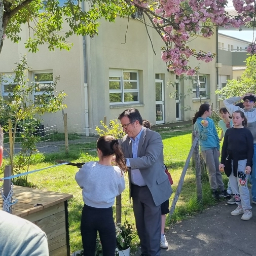 Inauguration du composteur du parc de la Sède offert et installé par le SYmat
